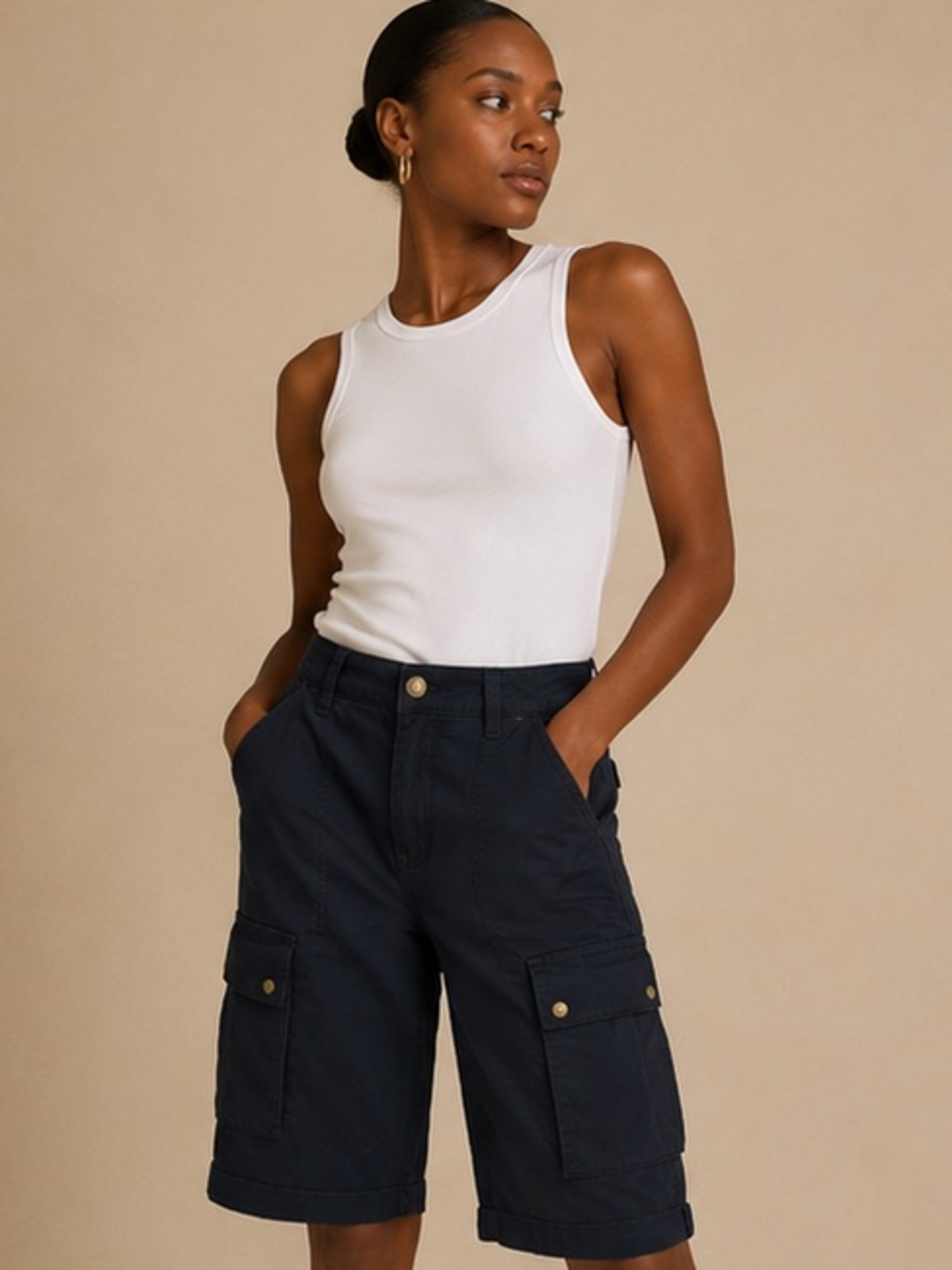 Michael Kors Black Cargo Bermuda Shorts Women’s Size 14 Designer